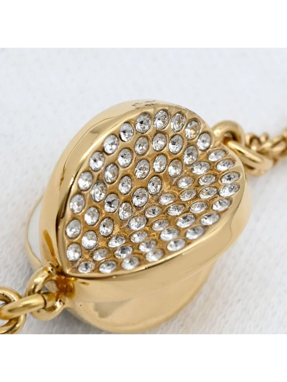 Chanel Necklace Rhinestone CC Logo Lacquer White Black Gold CC Mark Swing